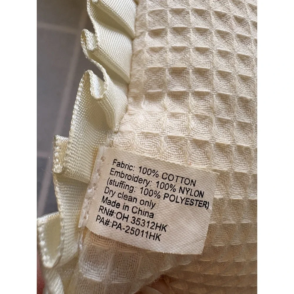 3 Cottagecore Shabby Chic Mini Pillows PEACE JOY LOVE Embroidered Floral Rosette